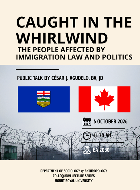 Poster for Caught in the Whirlwind, a public talk by César J. Agudelo on October 6, 2026